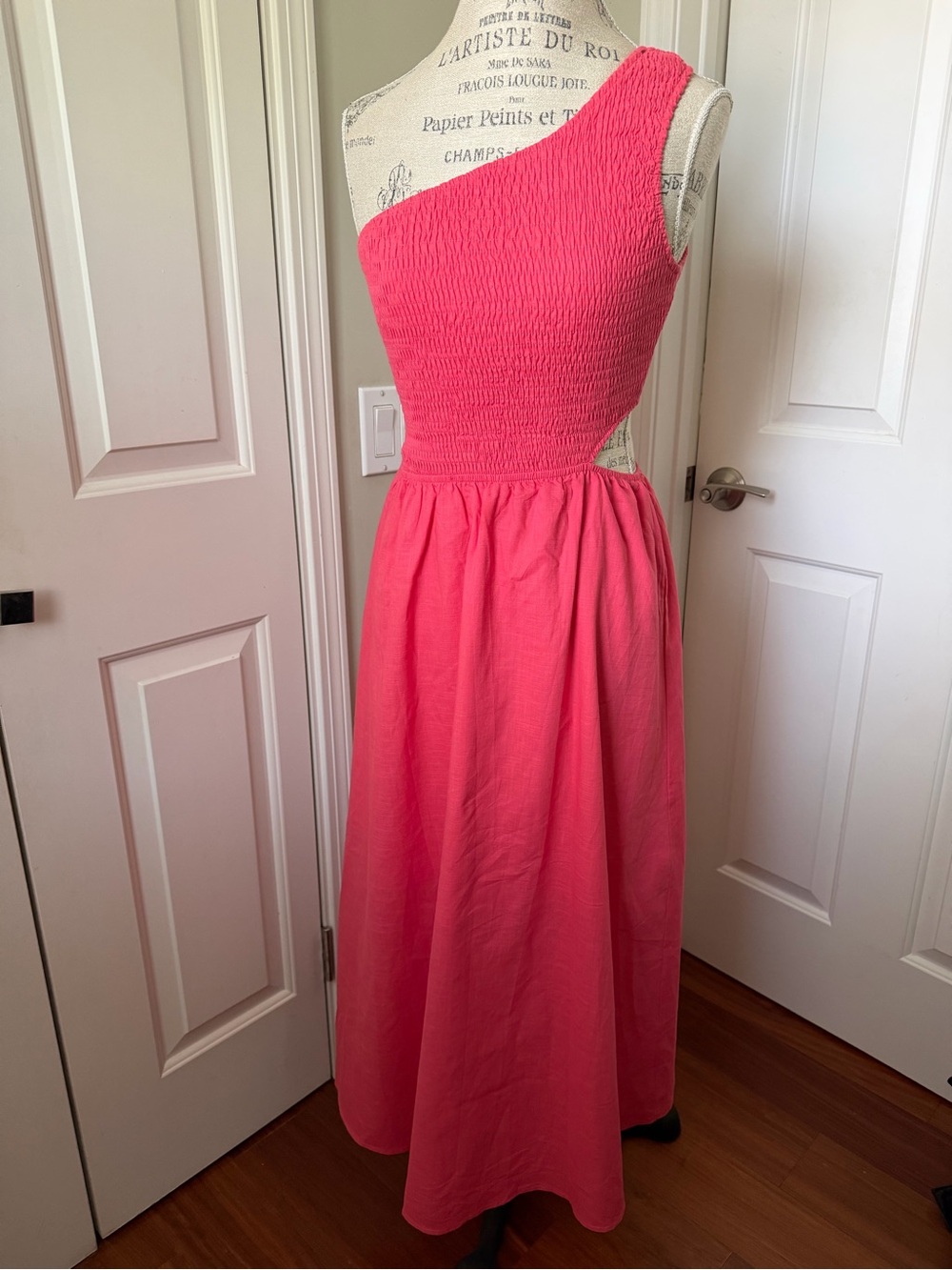 One-Shoulder Pink Maxi Dress